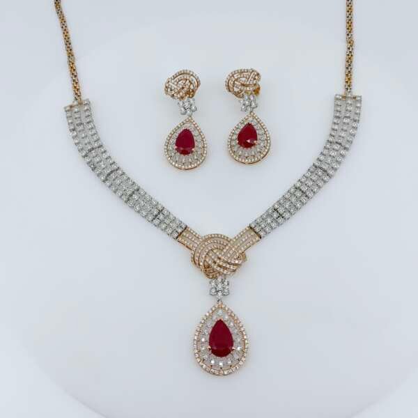 Eternal Knot Diamond Necklace Set