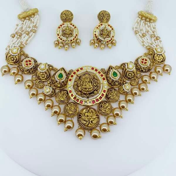 Handcrafted Antique Gold Temple Choker Set